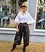 Boebou Oversized Blouse Gesmokt Wit/Strass