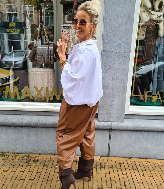 Boebou Oversized Blouse Gesmokt Wit