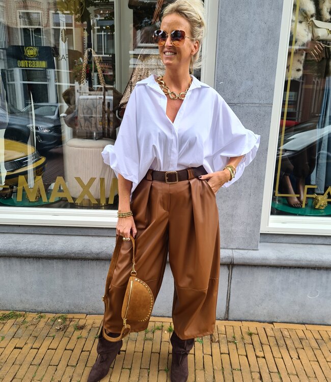 Boebou Oversized Blouse Gesmokt Wit