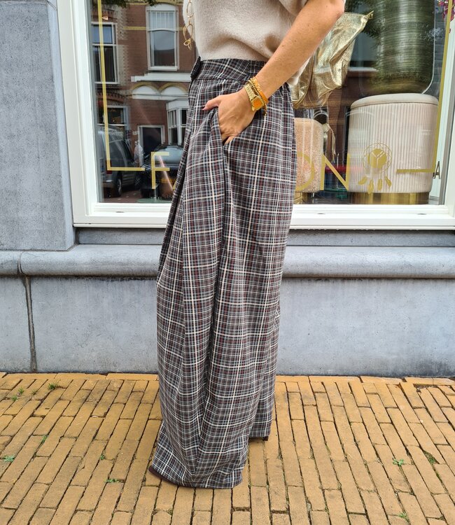 Oversized Overslag Pantalon Ruit