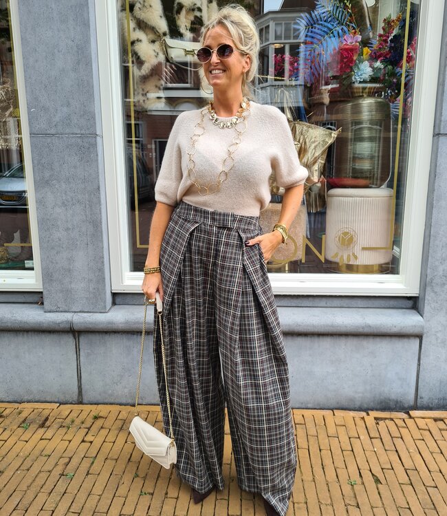 Oversized Overslag Pantalon Ruit