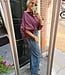 Oversized Blouse Strepen Bordeaux