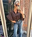 Oversized Blouse Gesmokt Donkerbruin