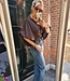 Oversized Blouse Gesmokt Donkerbruin