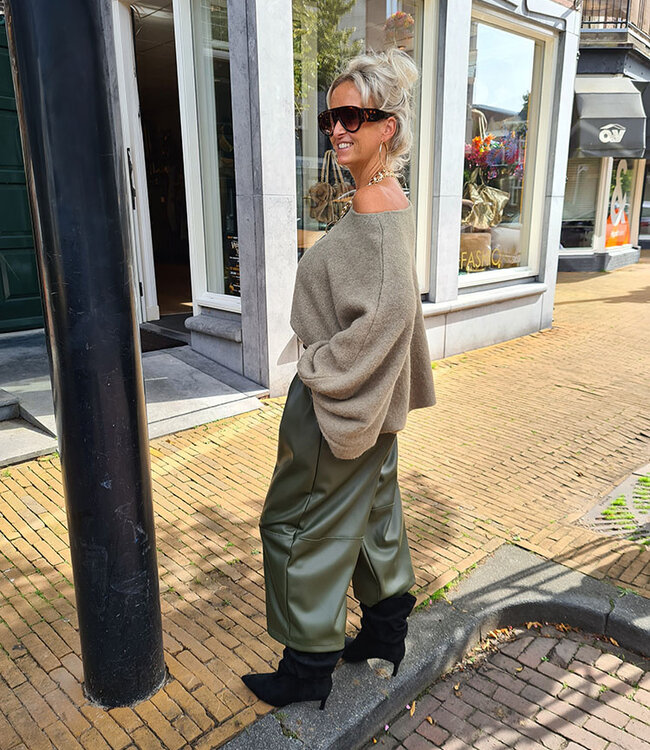 Offshoulder Trui Ballonmouw Lichtgroen