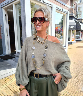 Offshoulder Trui Ballonmouw Lichtgroen