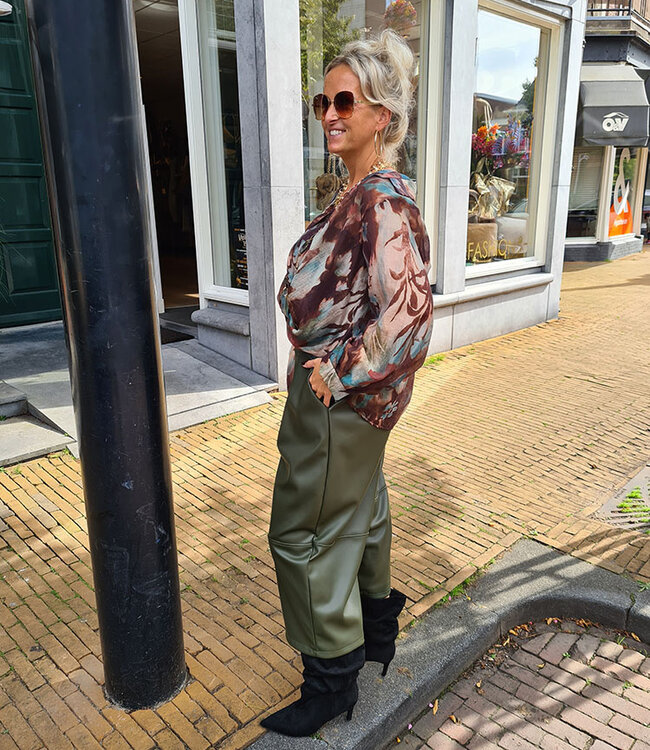 BM Dunne Blouse Bruin/Groentinten
