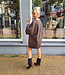 Oversized Jurk Gesmokte Mouw Ruit Donkerbruin