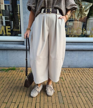 Lederlook Culotte Broek Crème