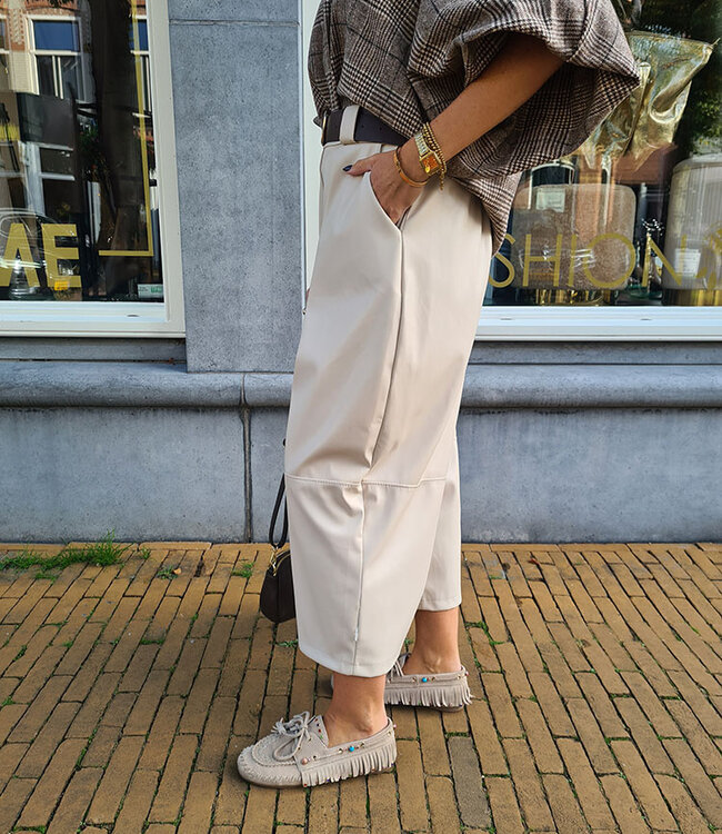 Lederlook Culotte Broek Crème