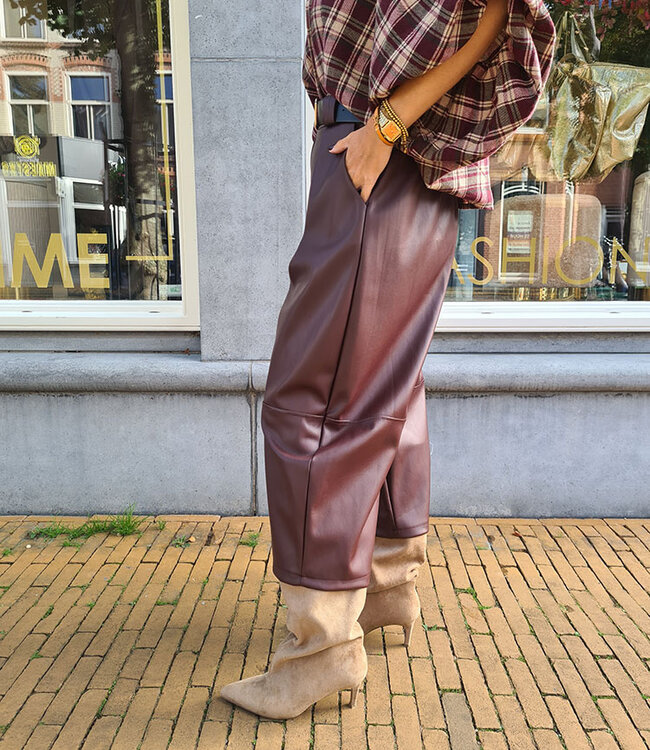 Lederlook Culotte Broek DONKERBordeaux