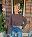 Basic Longsleeve Streepjes Donkerbruin/Wit