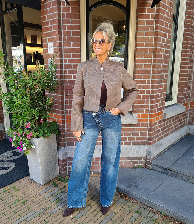 Geruite Luxe Blazer Bruintinten