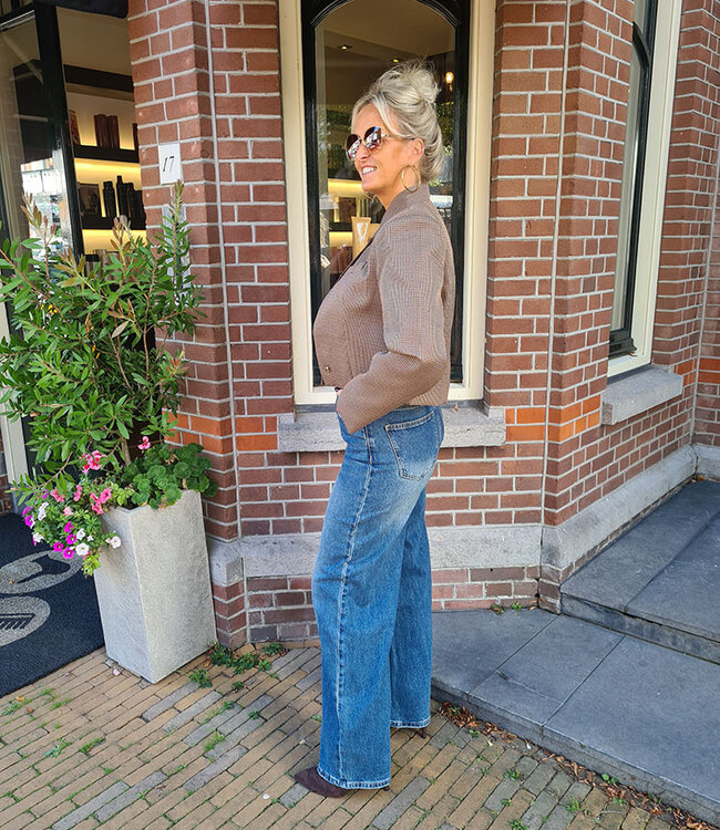 Geruite Luxe Blazer Bruintinten