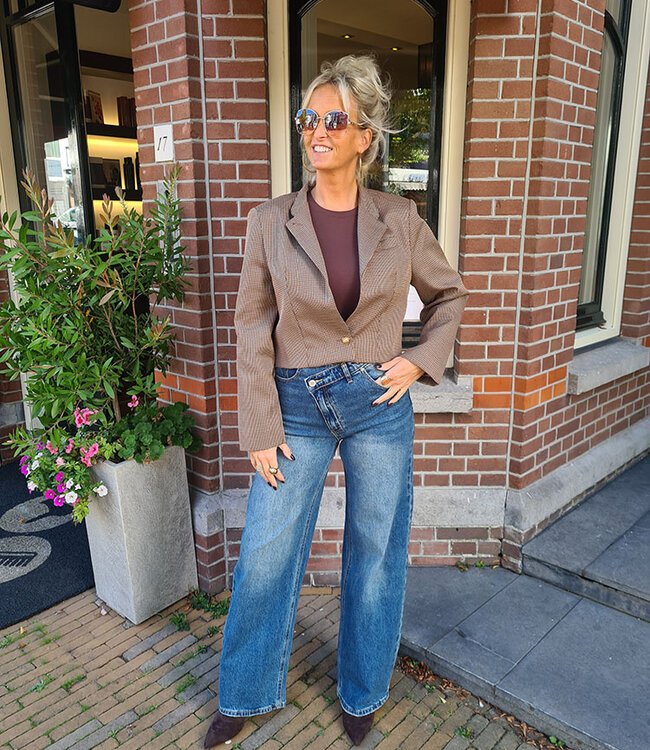 Geruite Luxe Blazer Bruintinten