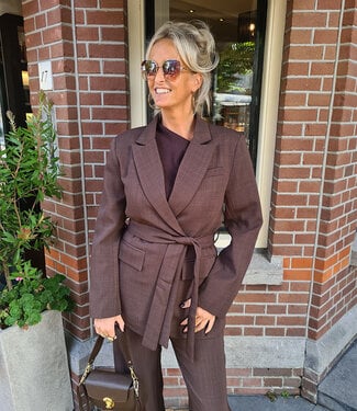 Blazer met Ceintuur Donkerbruin
