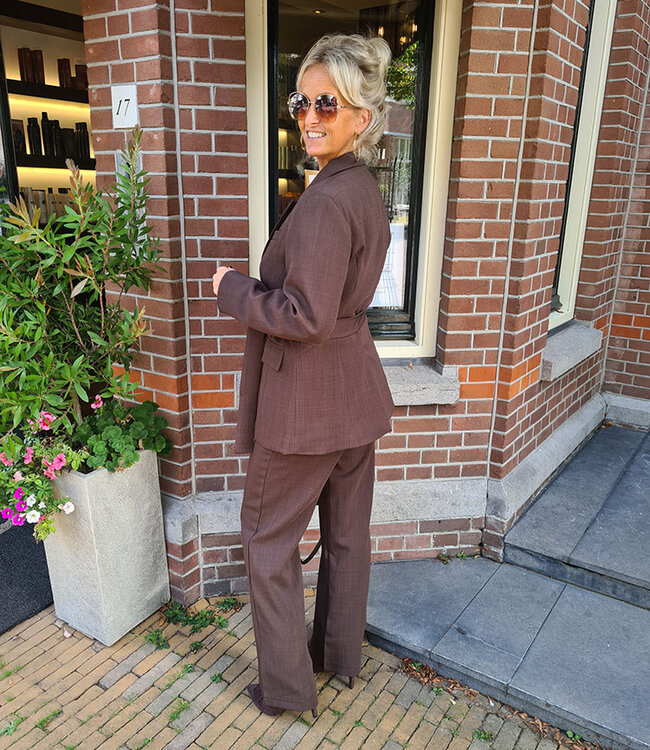 Blazer met Ceintuur Donkerbruin