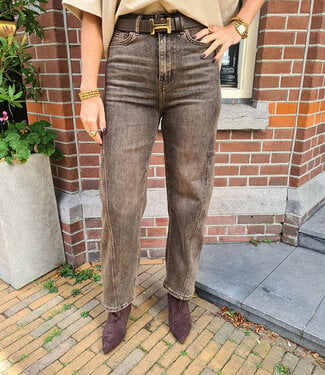 Jewelly Ballon Jeans Bruin/Zwarte wassing 9635