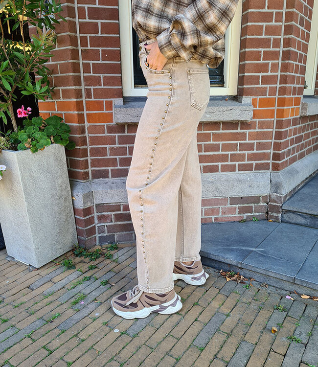 Toxik Barrel Jeans Beige met Studs 2909-1