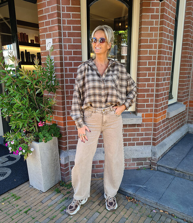 Toxik Barrel Jeans Beige met Studs 2909-1