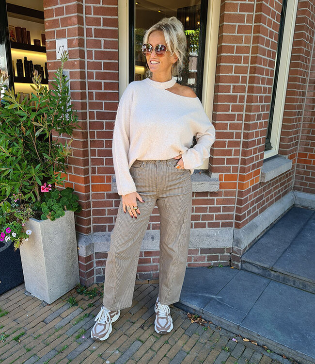 Jewelly Stretchie Barrel Ruiten Broek 1077
