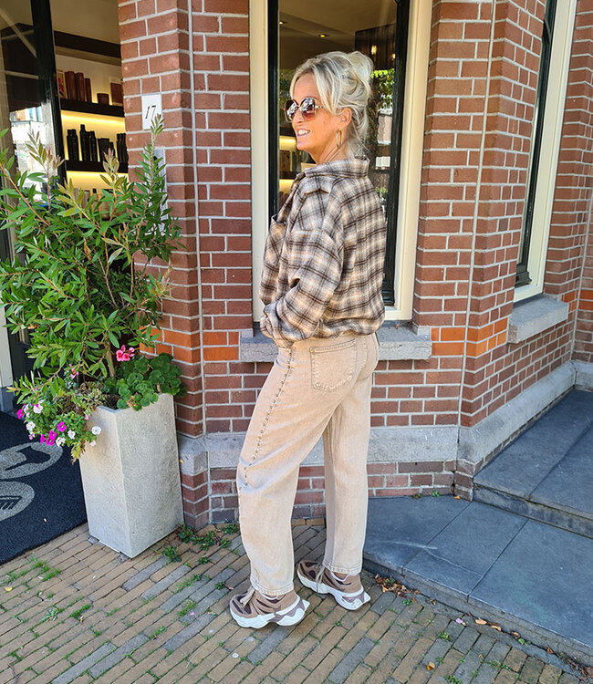 BM Ruiten Pofblouse Bruintinten