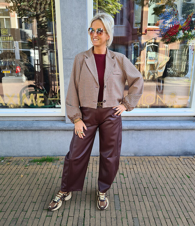Biba Blazer Ruit Bruintinten/Bordeaux