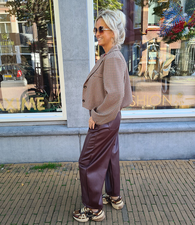Biba Blazer Ruit Bruintinten/Bordeaux