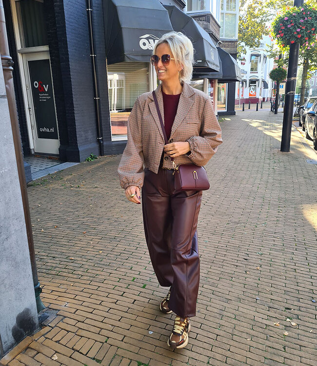 Biba Blazer Ruit Bruintinten/Bordeaux