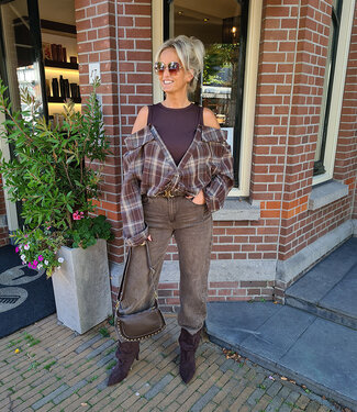 Top/Blouse Geruit Bruintinten