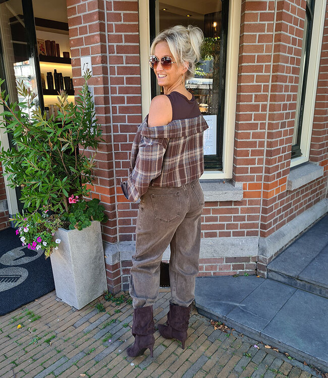Top/Blouse Geruit Bruintinten