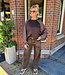 Sweater Ruitenmouwen Donkerbruin