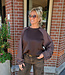 Sweater Ruitenmouwen Donkerbruin