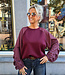 Sweater Ruitenmouwen Bordeaux