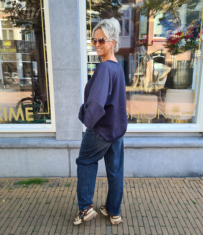 Sweater Ruitenmouwen Blauw