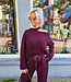 Trui Nekdetail Lange Mouw Bordeaux