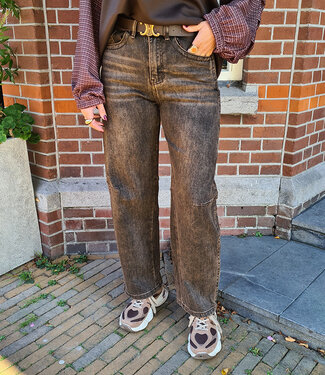 Jewelly Ballon Jeans Bruin/Zwarte wassing 9637