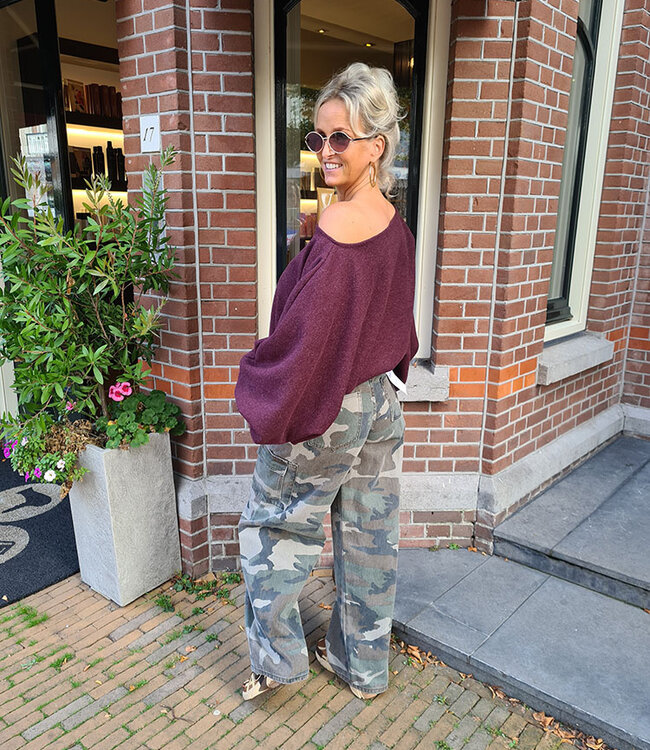 Wijde Oversized Super Soft Trui Bordeaux