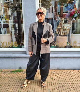 Blazer Ruit Franje Zwart