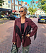 Oversized Blazer Bordeaux Franje Zwart