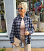 Oversized Ruiten Blouse Blauw Strass