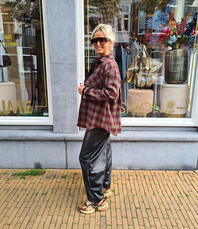 Oversized Ruiten Blouse Bordeaux Strass