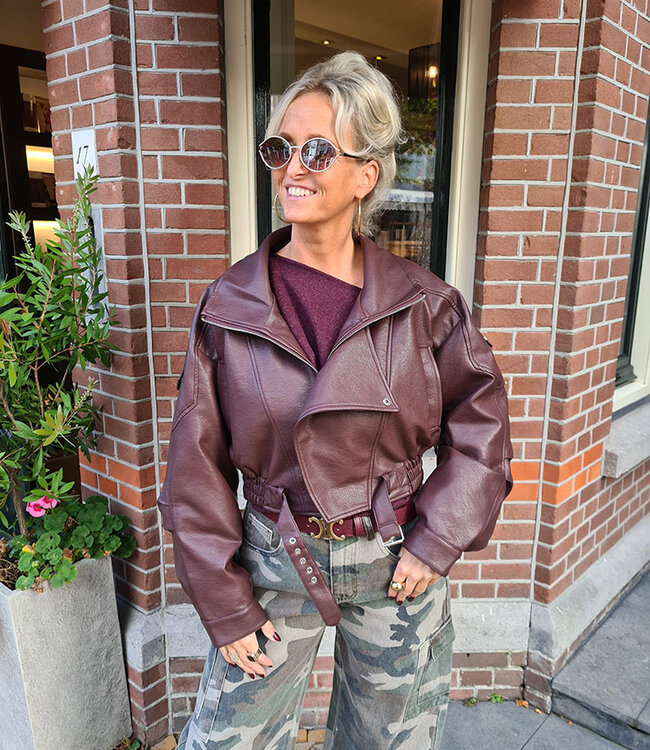 Lederlook Short Jacket Bordeaux