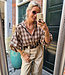BM Geruite Blouse Gesmokte mouw Beige 2.0