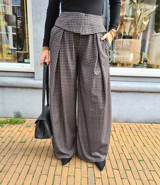 Pantalon met Band Ruit Zwarttinten