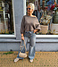 Offshoulder Trui Ballonmouw Donker Taupe
