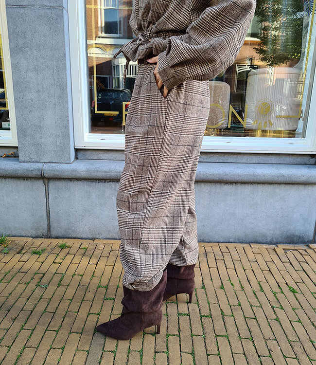 BM Geruite Ballon Broek Bruintinten