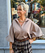 BM Blouse Gesmokte Mouw Jogstof Taupe