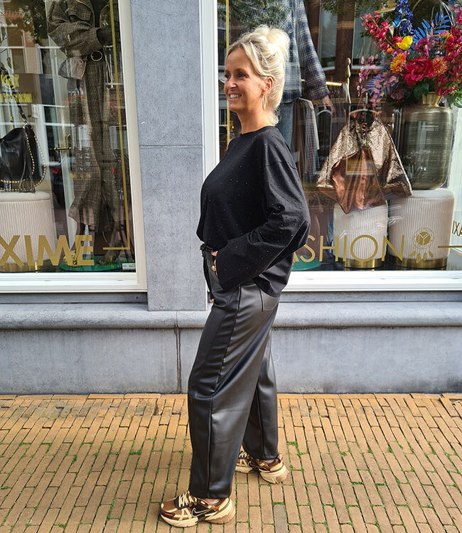 Longsleeve met Strass Zwart