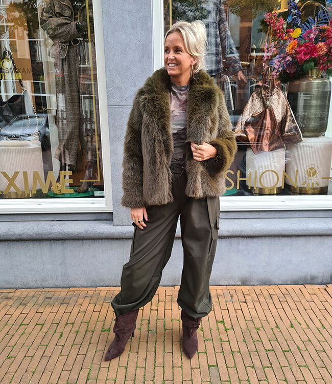 Faux Fur Jas Groen